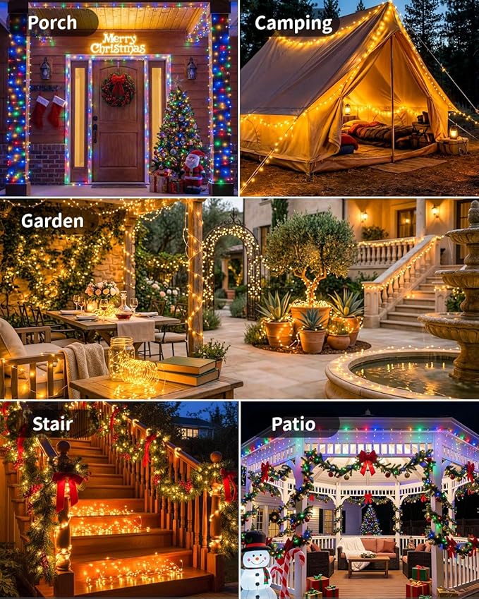 Solar Fairy String Lights 4 Pack Outdoor Remote Total 158FT 480LED Warm Multicolor 11 Mode Solar Powered Waterproof Copper Wire Twinkle String Light for Christmas Garden Tree Wedding Yard Decoration