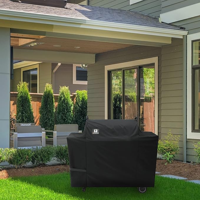 Grill Cover for Traeger Ironwood 885 Wood Pellet Grill, Heavy Duty Waterproof Smoker BBQ Accessories, BAC513 Full Length, Special Zipper Design