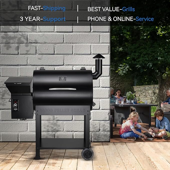 Z GRILLS 2026 Upgrade 8-in-1 BBQ Pellet Grill & Smoker, 697 sq in Cooking Area, PID Auto Temperature Control, 28 lbs Hopper Capacity, Outdoor Grill, Black (Grill Cover Included)