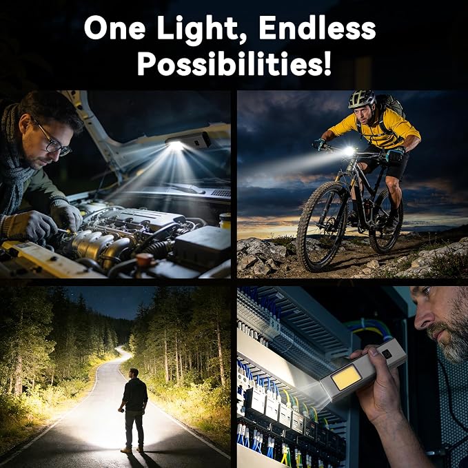 AuntyFey 2 in 1Grill Lights for Outdoor Grill with Flash Light, Magnetic LED Rechargeable Grill Light for Blackstone Griddle Accessories, BBQ Grill Flash Lights for Outdoor Adventure
