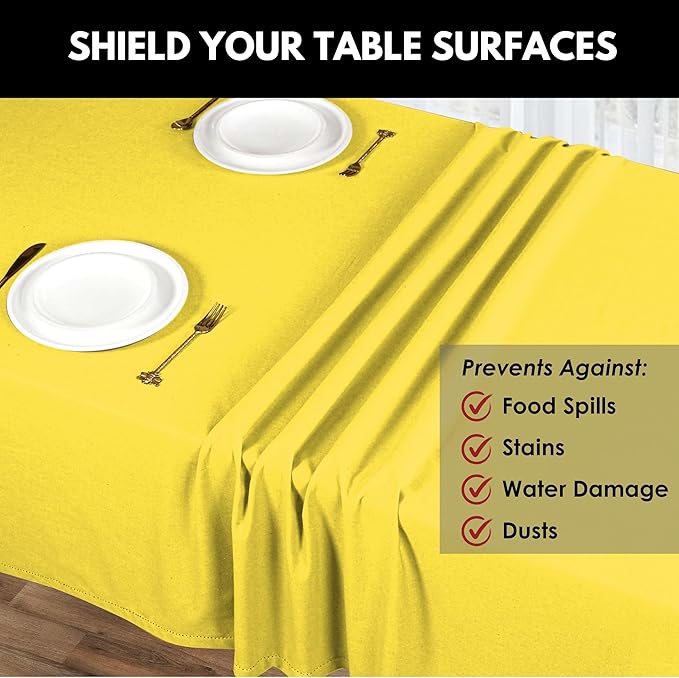 Table Cloth Rectangle 60x84, Kitchen Dining Indoor Outdoor Buffet Table Cover 100% Cotton Tabletop Table Cloth Decoration Parties BBQ Machine Washable, Lemon Yellow