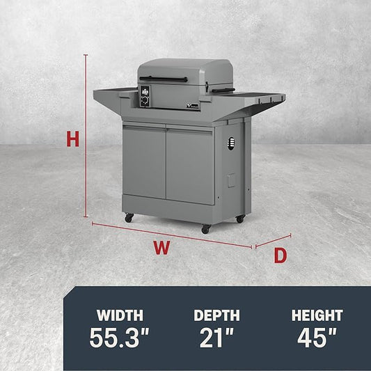TYTUS Emberwood Outdoor Kitchen Island Grill Cart with Pellet Smoker and Cover, 8 lb Hopper, 282 Sq. In. Cooking Space, 4.7 Cu. Ft. Storage, Removable Cutting Boards & Quick Assembly