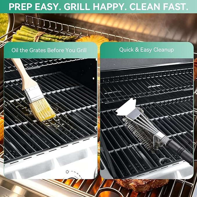720-0888 Grill Replacement Parts Kit for Nexgrill 5 Burner 720-0888N, 720-0888A, 4 Burner 720-0830H, 720-0830D, Cast Iron Cooking Grate, Grill Burner Tube, Heat Plate and Igniter for Nexgrill Parts