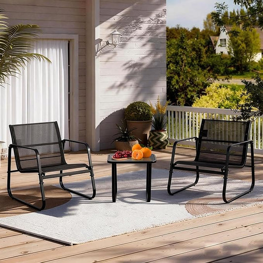 DUMOS 3 Piece Patio Furniture Set,Outdoor Patio Furniture Set with Table and Chairs, Patio Sectional Bistro Sets for Lawn, Garden, Balcony, Poolside Blake