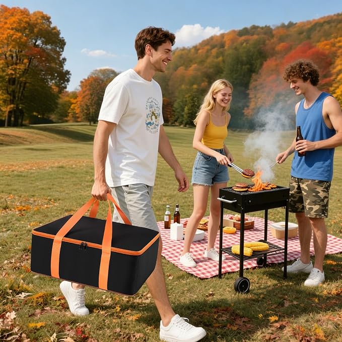 Grill Utensil Storage Bag for Outdoor Grilling, 19 x 13 x 7in, Black | 1680D Oxford fabric, large capacity grill tool storage bag, accessories storage compatible with Blackstone griddle