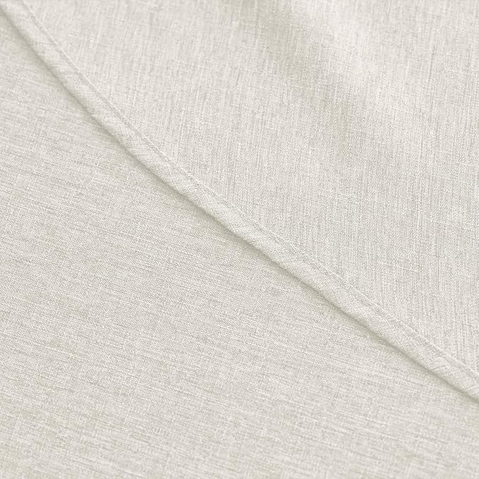 Decorelia Waterproof Faux Linen Tablecloth for Round Dining Table, Decorative Fabric Rustic Tablecloth Cover for Holiday, Banquet, Outdoor & Kitchen Table(60 Inch, Round (2-4 Seats), Ivory)