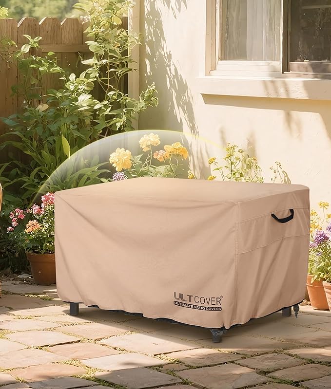 ULTCOVER Rectangular Gas Fire Pit Table Cover 52x34 inch Waterproof Heavy Duty Firepit Cover