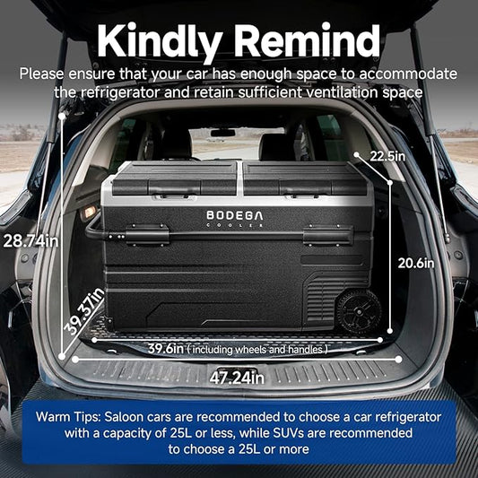 BODEGACOOLER 12 Volt Car Refrigerator, RV Car Fridge Dual Zone APP Control, Portable Freezer,121 Quart (115L) -4℉-68℉ RV Electric Compressor Cooler 12/24V DC &100-240V AC for Outdoor, Camping, Travel
