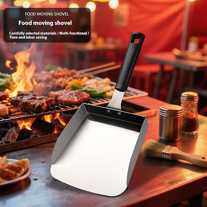 Professional Stainless Steel BBQ Spatula, 15.35 x 7.72 x 7.36 Inch, Detachable Grill Turner with Long Handle, Duty for Outdoor Grilling,food transfer spatula, detachable, easy to clean