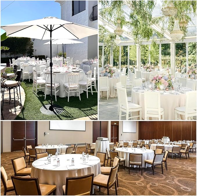 8 Pack White Round Tablecloth 108 Inch | For 4Ft-6Ft Round Table, Wrinkle Resistant Table Cloth, Washable Polyester Fabric, For Wedding Party Banquet Buffet Camping