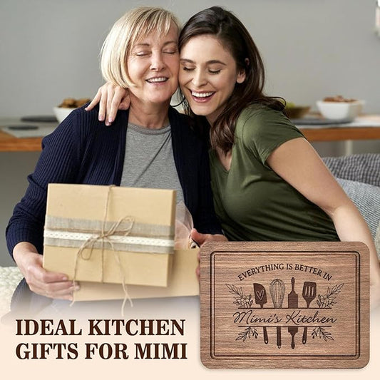 Mimi Gifts for Grandma, Premium Walnut Wood Cutting Board Gifts for Mimi, Mimi Birthday Gifts, Cool Kitchen Gifts for Mimi Grandma Grammy from Grandkids