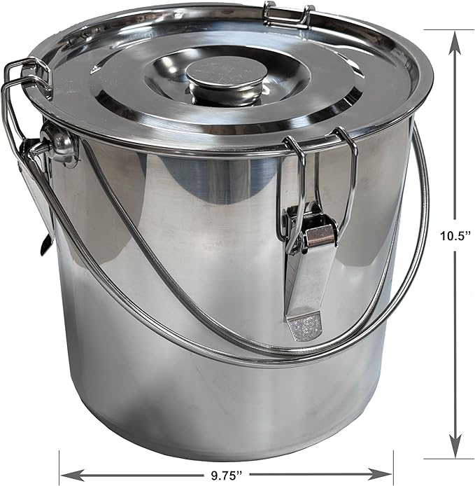 The Bincho Grill Charcoal Saver – Extinguishing Bucket (Keshizumi) for Hot Charcoal and Ash Collection, Heavy Duty Stainless Steel with Lockable Lid, 3 Gallon Capacity