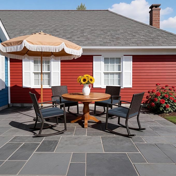 Goodgoods 20 x 20 Sunbrella Outdoor Chair Cushions Set of 4, Fade-Resistant & Water-Resistant Patio Seat Cushion Pads with Ties, 30D High-Resilience Foam for Dining Room Kitchen Chairs, Spectrum Denim