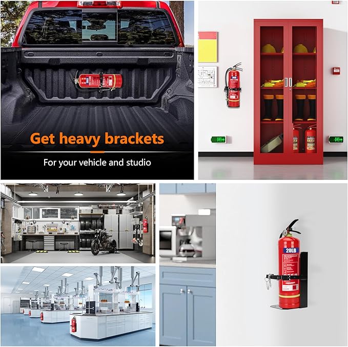 Heavy Duty Vehicle Bracket,Fire Extinguisher Brackets&Mounts-St12 Steel Red, Fit 20lb Dry/10lb Co2 Extinguisher-for School,Garage,Vehicle,Boat,Truck Generic Replacement for 810 by amerex