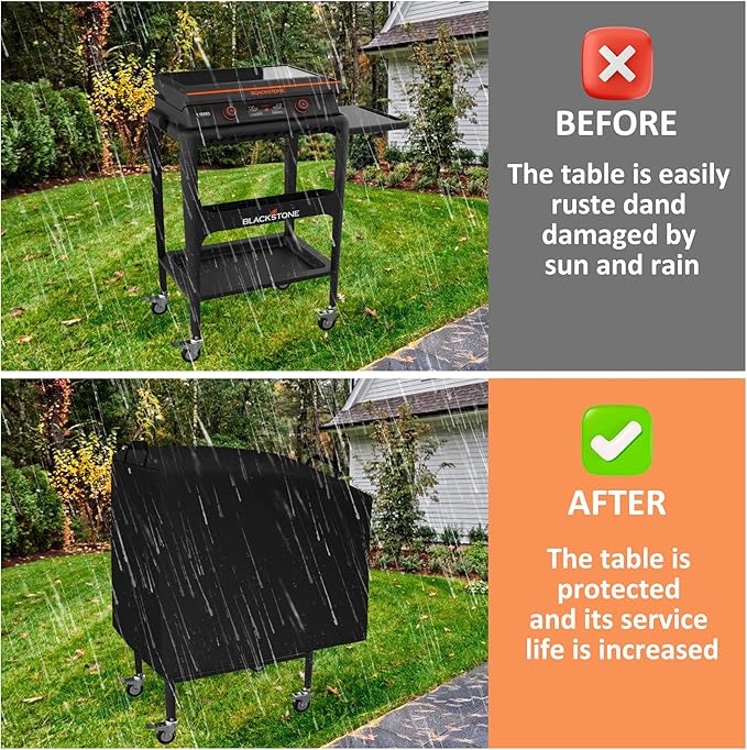 Griddle Cover for Blackstone E-Series 22" 2-Burner Electric Tabletop Griddle with Prep Cart, Heavy Duty 600D Waterproof Outdoor Cover for Blackstone 8003, BBQ Accessory