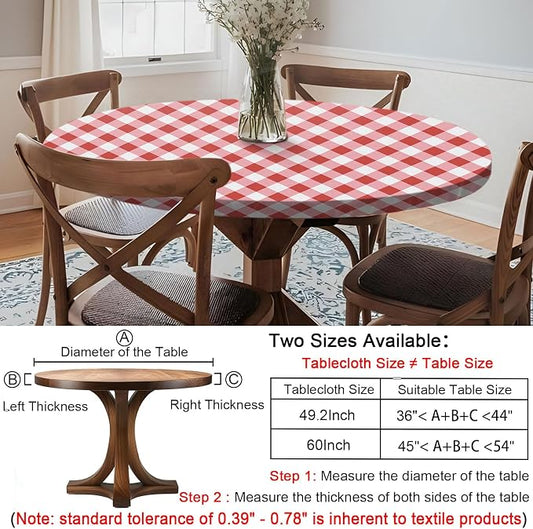 opstellen Fitted Round Tablecloth Non Slip Table Cloth Vinyl Inside Outside Circle Cover for 45-54" Tables Dining Kitchen Family Festival Kit Gifts Summer Fall Patio Picnic Glamping Vacation Equipment