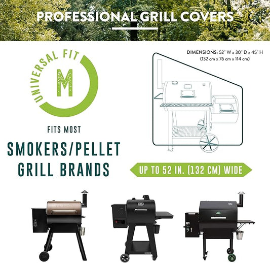 Patio Companion Professional, 52" Black Smoker Cover, 5-Year Warranty, Heavy-Grade, UV Blocking, Weather Resistant, Grill Cover for Traeger, Pit Boss.