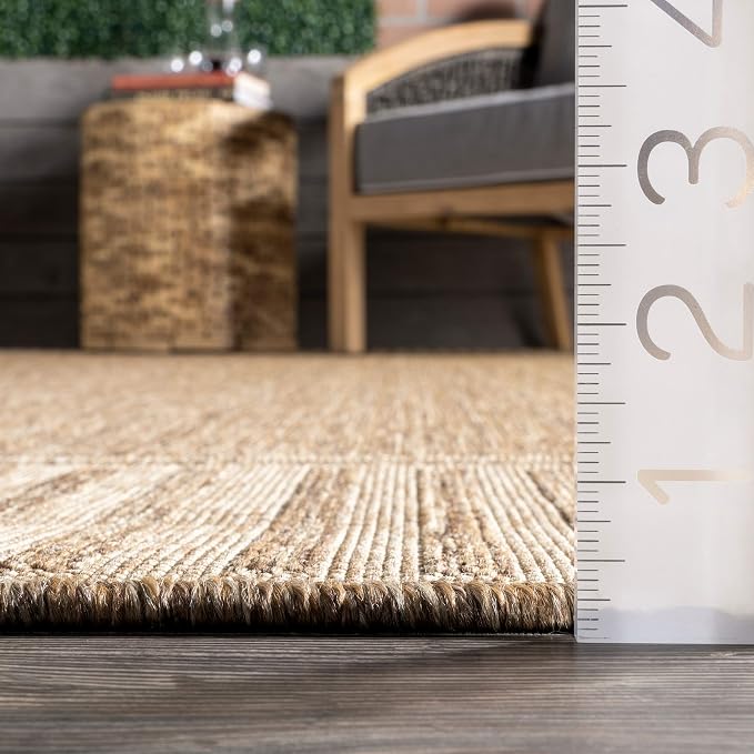 nuLOOM Asha Light Brown Bordered Indoor/Outdoor Area Rug, 4' x 6'