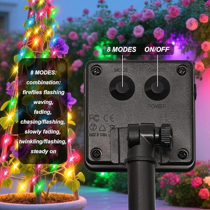 VOOKRY 2 Pack 10 Strands 200 LEDs Solar Fairy Lights Outdoor Waterproof, Solar Powered String Lights 8 Modes DIY Watering Can Lights for Party Wedding Patio Yard Garden Tree Decorations(Multicolor)