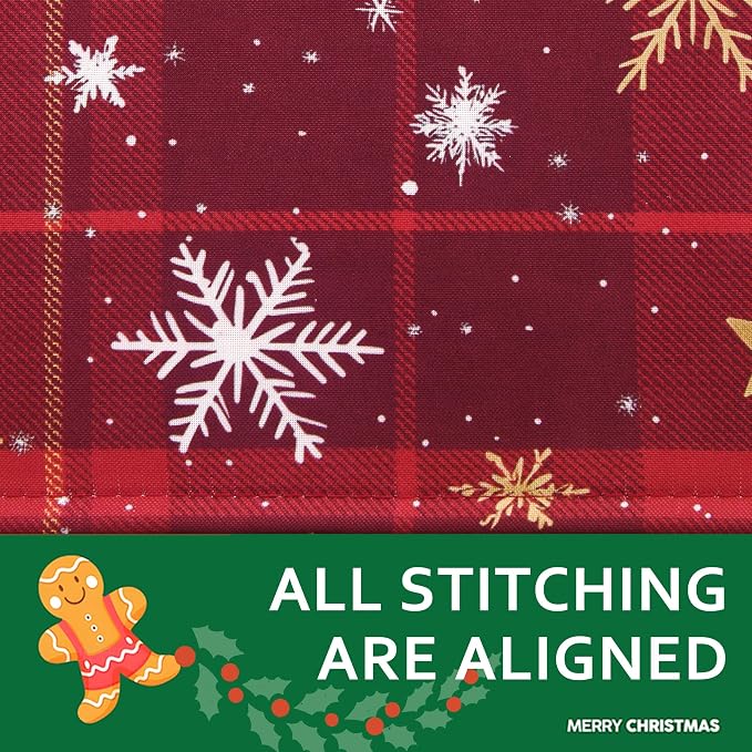 DWCN Christmas Checkered Tablecloth - Red Buffalo Plaid Snowflake Square Table Cloths, Winter Farmhouse Table Decorations for Christmas Dinners, Holiday, Party, 54 x 54 Inch