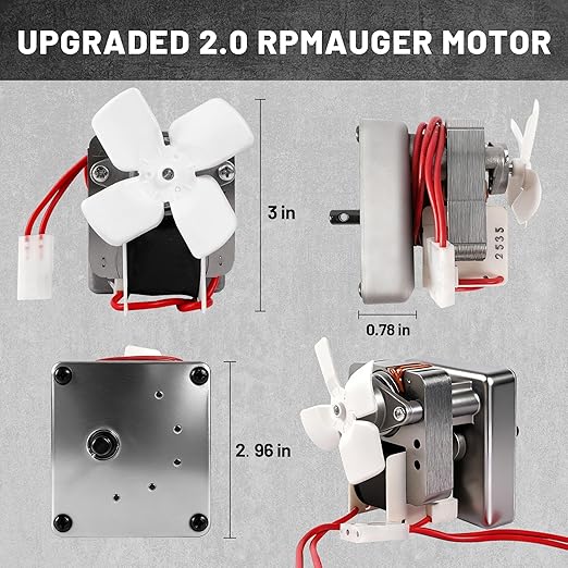 Fire Burn Pot, Hot Rod Ignitor, Upgraded 2.0 RPM Auger Motor,Induction Fan Wood Pellet Grills Parts Replacement Kits Compatible with Pit Boss, Traeger Camp Chef, Z Grills Pellet Grills
