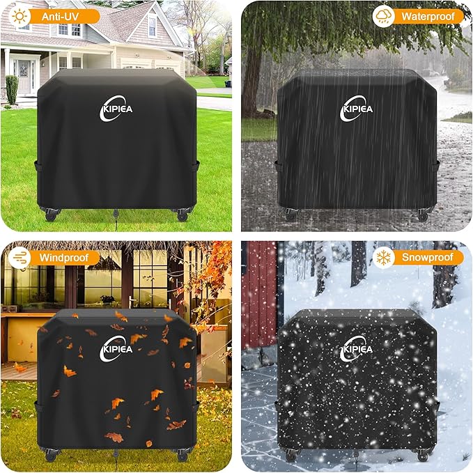 Kipiea Heavy Duty Grill Cover for Traeger Flatrock 3 Zone, 600D Oxford Fabric Wood Pellet Smoker Covers Waterproof & Windproof, Pellet BBQ Grill Cover for Outside Anti-UV, No Tear, No Fading