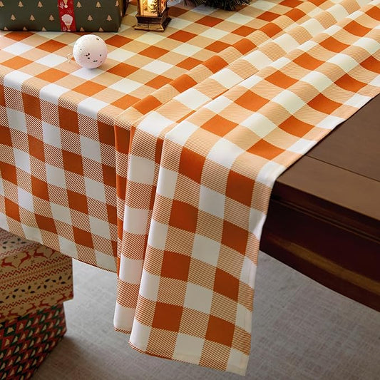 Classic Gingham Tablecloth Fabric - Oblong 58x120 Water Resistant Chequered Pattern Table Cloth for Indoor/Outdoor Use - Tabletop Cover for Birthday, Picnics, Gardens, and Parties