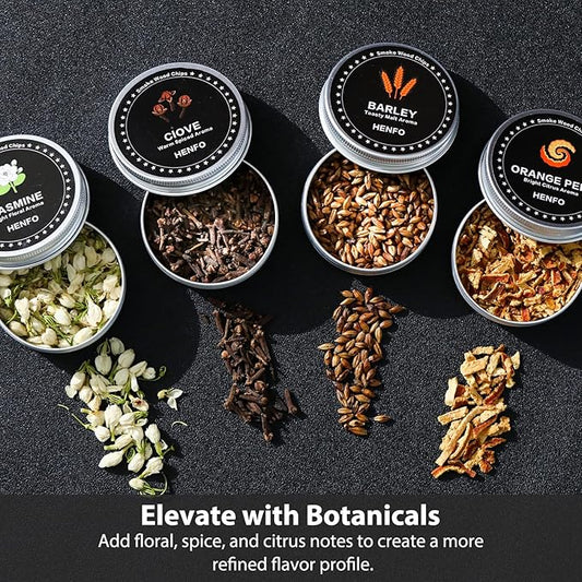 Cocktail Smoker Wood Chips Variety Pack for Whiskey, 12 Flavors – Natural Smoker Chips with Botanical Infusion Ingredients for Bourbon, Old Fashioned & Craft Cocktails, Includes Mini Scoop