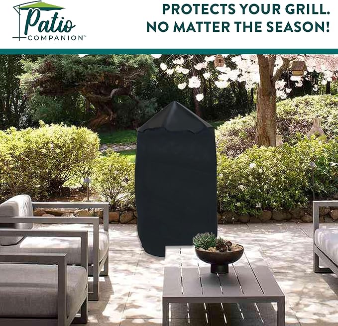 Patio Companion Professional 27.5 Inch Kettle Grill & Vertical Smoker Cover, 5 Year Warranty, Heavy Duty UV Blocking Material, Waterproof, Weather Resistant, Cover for Weber, Nexgrill, Pit Boss, Black