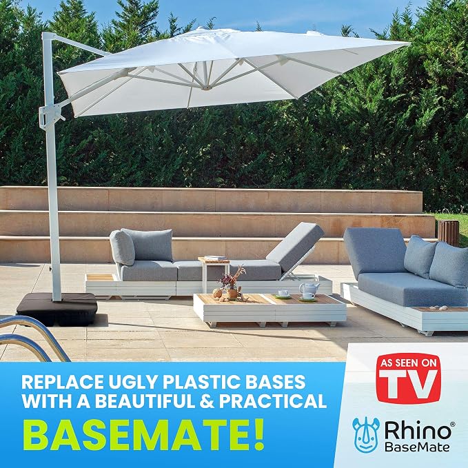 Rhino BaseMate EVA Material - Patio Umbrella Base Weights up to 200 Lb. | for Cantilever, Regular, or Any Offset Umbrella Base | 4-Part, 900D Heavy-Duty, All-Weather (Square)