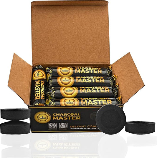 Hookah Coals Instant Light – Incense Instant Coal Disks – Coal Tablets – Charcoal Disks – Set of 200 Coals – 33 mm Quick Light Charcoal Briquettes – Natural Coal Disks – Slow Burn and Low Smoke