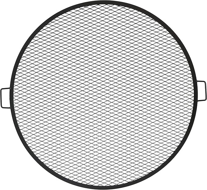 Sunnydaze X-Marks Outdoor Fire Pit Grill Grate for Cooking - Round Fire Pit Grate - Steel Campfire BBQ Grill with Handles - 40-Inch