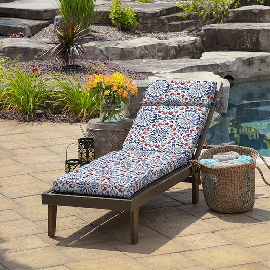 Arden Outdoor Chaise Cushion, 21 in x 72 in, Weather-Proof, Rain-Proof, Fade Resistant Patio Cushion for Chaise Lounger Clark Blue