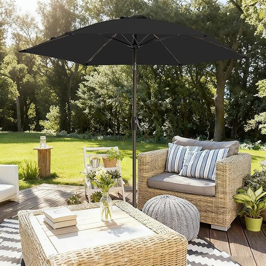 7.5FT Large Outdoor Patio Umbrella with Crank & Tilt - Durable Market Umbrella for Outdoor Patio with 6 Fiberglass Ribs for Poolside,Deck,Yard,Garden