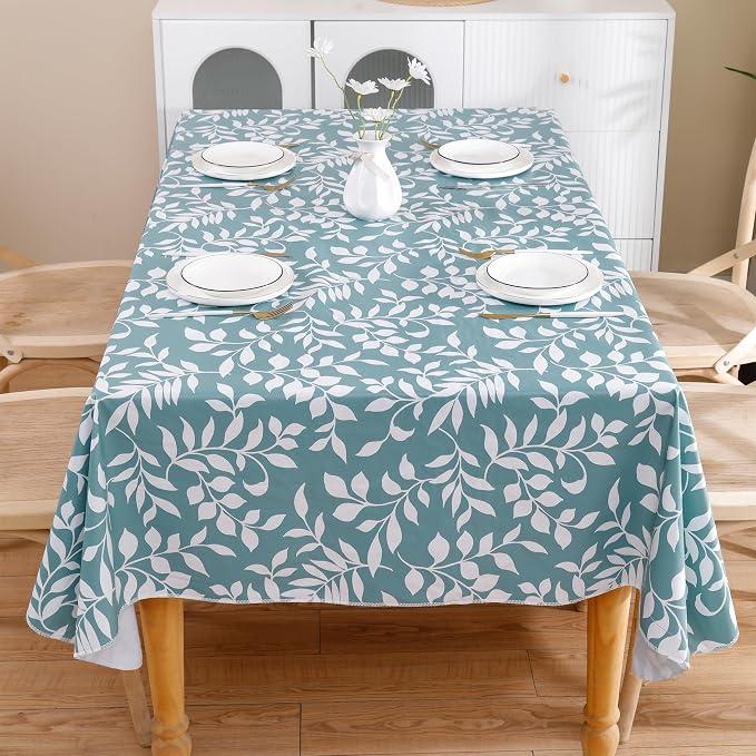 Walrus Heavy Duty Vinyl Tablecloth with Flannel Backing Waterproof Oil-Proof Plastic Table Cloth Stain-Resistant Wipeable Rectangle or Square Table Cover for Indoor and Outdoor (Branch, 60X102 Inch)