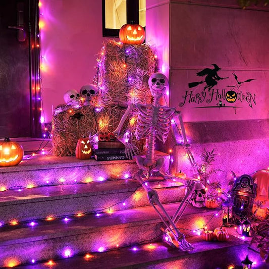 JMEXSUSS 66ft 200 LEDOrange and Purple Halloween String Lights, Plug in | Connectable, Waterproof, 8 Modes, Halloween Lights Indoor Outdoorfor Tree Yard Garden Halloween Decorations