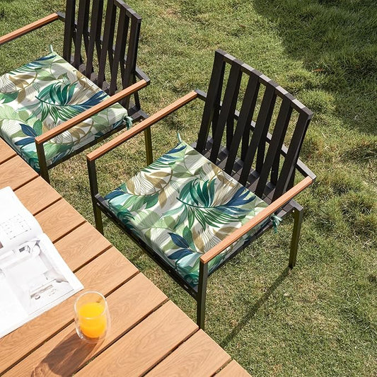 DYTXIII Set of 4 Outdoor Chair Cushions, Water Resistant 18.5"x16"x2" Square Seat Cushion for Patio Dining Chairs, High-Density Replacement Pads for Indoor Outdoor Furniture - Lush Leaf Green