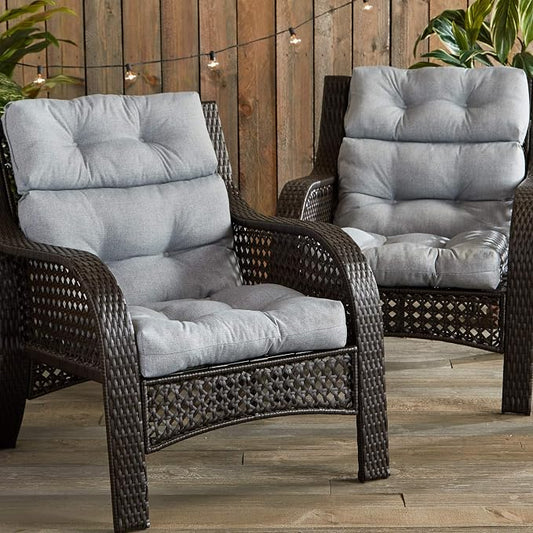 Greendale Home Fashions Outdoor 44x22-inch High Back Chair Cushions (Set of 2), Cement