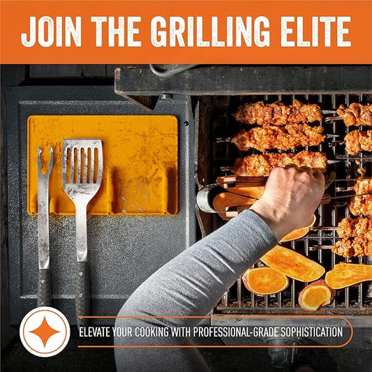 Yukon Glory Orange Tool Resting Mat | BBQ Utensil Holder | Heat-Resistant, Non-Stick Silicone Mat | Essential Grilling & BBQ Accessories | Outdoor Cooking Tool Organizer | Kitchen Spatula Station
