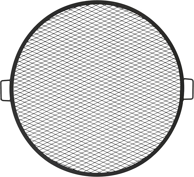 Sunnydaze X-Marks Outdoor Fire Pit Grill Grate for Cooking - Round Fire Pit Grate - Steel Campfire BBQ Grill with Handles - 36-Inch