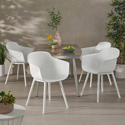 Christopher Knight Home Zachary Outdoor Modern Dining Chair (Set of 4), White