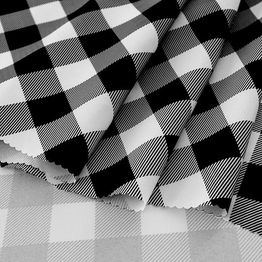 Waterproof Plaid Tablecloth Fabric - Round 108 Inch Classic Gingham Checker Table Cloth for Indoor/Outdoor Use - Buffalo Table Cover for Picnics, BBQs, and Parties