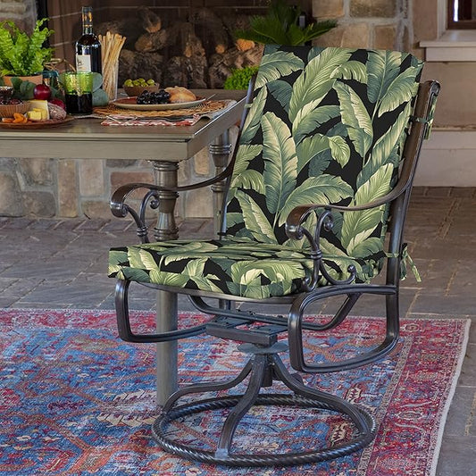 Arden Outdoor Patio Dining Chair Cushion, 20x44, Rain-Proof Seat Pad, Fade-Resistant Outdoor Cushion Onyx Cebu