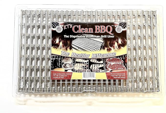 Disposable Aluminum Grill Liner. Set of 12 Sheets of Grill Topper