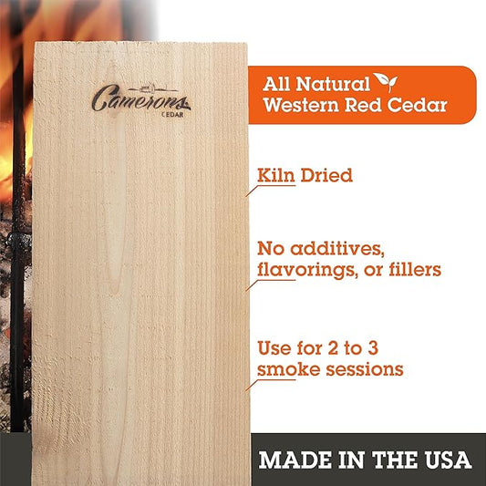 Camerons Cedar Grilling Planks - 2 Pack (5.5"x11.5") - Premium Natural Cedar Wood - Easily Infuse Smoky Flavor into BBQ Salmon, Fish, Meat, Veggies, and More - Sourced in the USA - Grilling Gift Idea