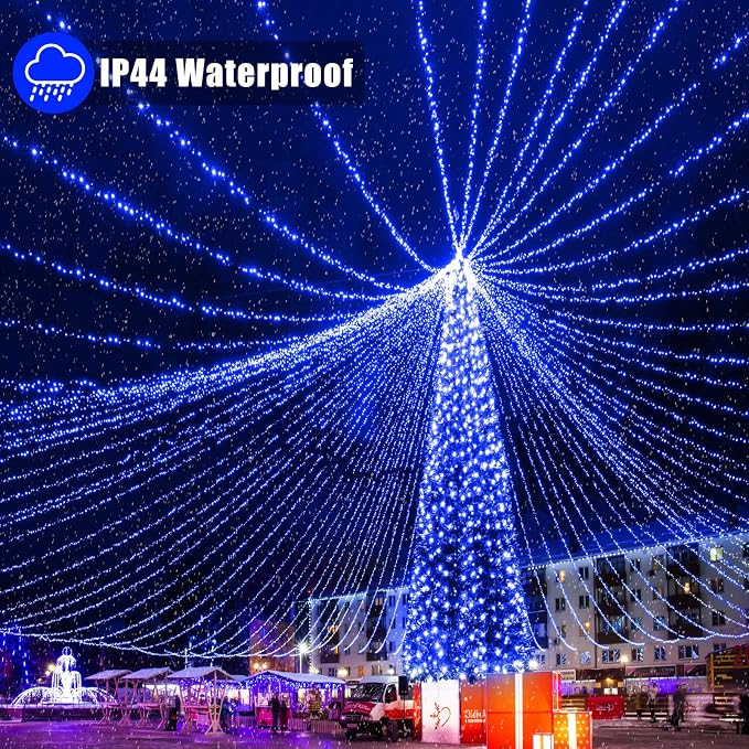 800 LED Blue Christmas Lights Outdoor 262FT Super Long String Lights Indoor 8 Modes Plug in Twinkle Fairy Lights with Timer for Indoor Outside Bedroom Christmas Tree Party Decorations