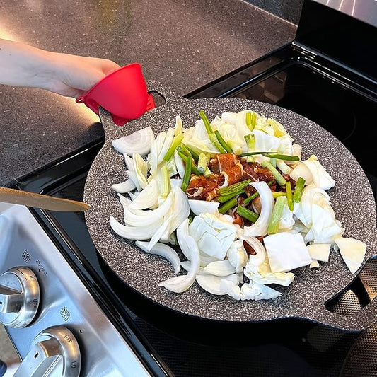 Saltlas Korean Style BBQ Grill Pan for Stove Top, Camping and IH, 13" Round Griddle With Double Bottom, Non-stick Coating Frying Pan