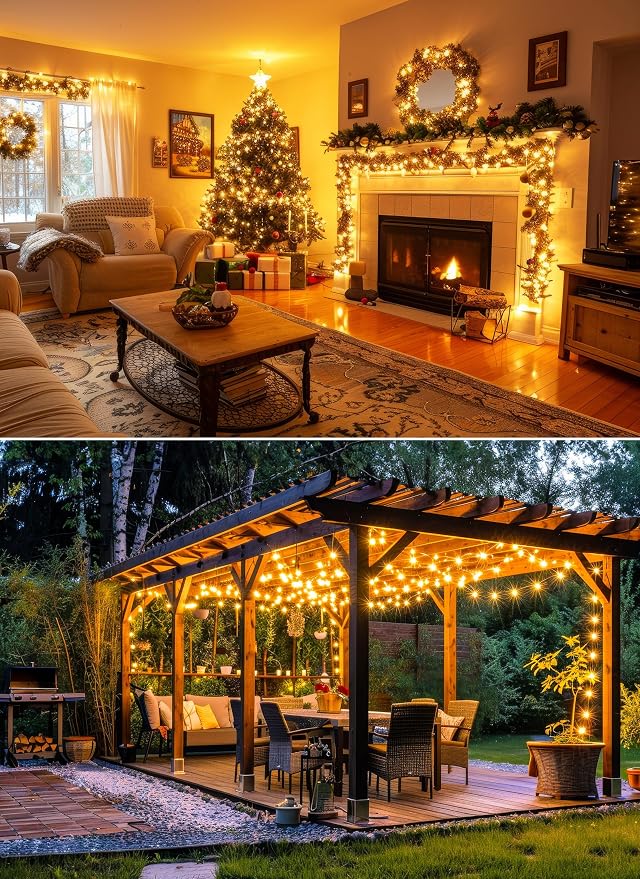 Minetom Fairy Lights Battery Operated with Remote, 66FT 200LED String Light | Waterproof Starry Twinkle Lights for Christmas Home Bedroom Wedding DIY Party Indoor Outdoor Decor
