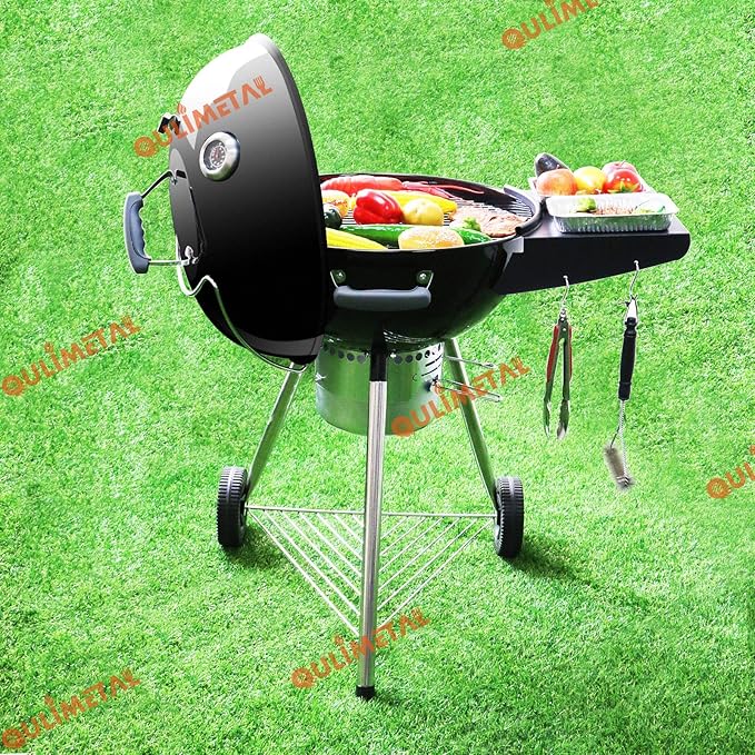 QuliMetal Grill Lid Holder for Weber Charcoal Kettle Grill 22.5 Inch and 18.5 Inch, Kettle Grill Accessories for Weber Kettle, Slide a Side Lid Prop, Charcoal Grill Accessories, Stainless Steel