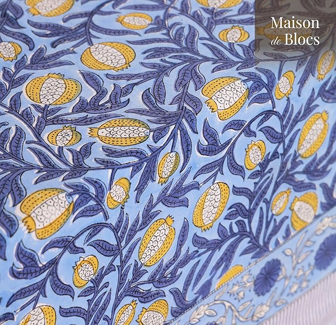 100% Cotton Hand Block Printed, Tablecloth for Kitchen, Dining, Table Cover for Parties, Chritmas, Weddings, Barbecues and Summer picnics Table Cloth
